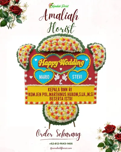 Karangan Papan Bunga Pernikahan di Lempuing